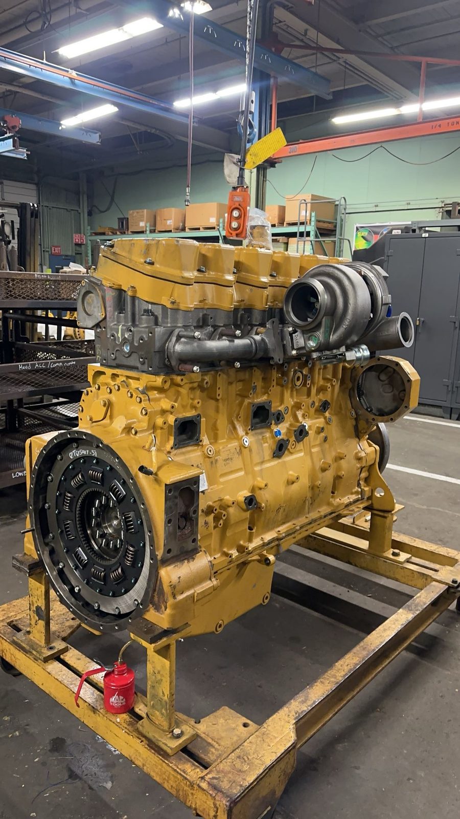 Caterpillar engine rebuild on the stand